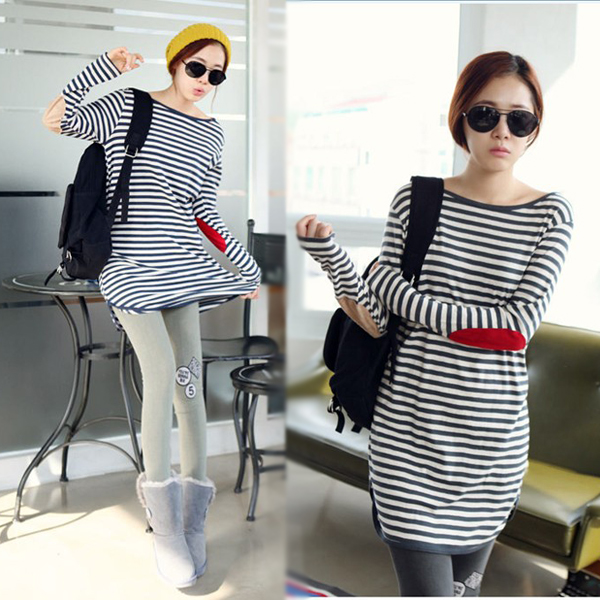 2013 maternity clothing set horizontal stripe patch placketing sweep t-shirt patch legging
