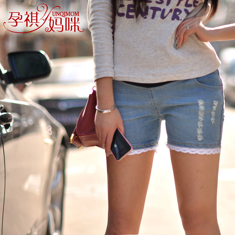 2013 maternity clothing summer fashion maternity pants maternity shorts maternity denim shorts belly pants