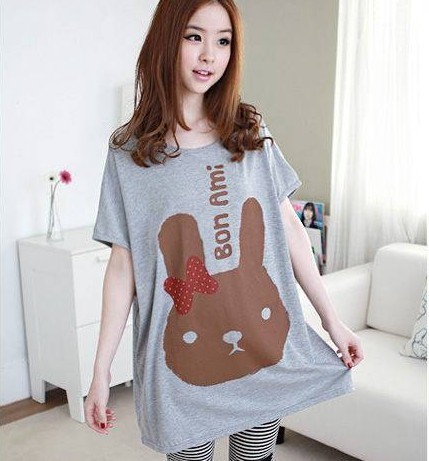2013 maternity clothing summer maternity clothes loose plus size cartoon rabbit maternity short-sleeve o-neck t-shirt