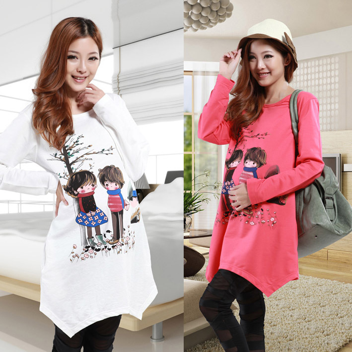 2013 maternity spring t-shirt thick cotton maternity sweatshirt plus size top long-sleeve fashion shirt