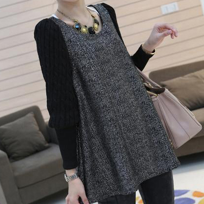 2013 Maternity top yarn long-sleeve o-neck maternity clothing cute loose maternity short one-piece dress Winter