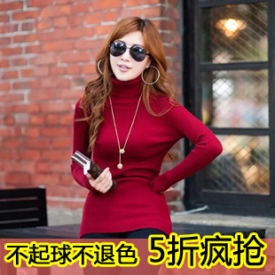 2013 medium-long turtleneck long-sleeve slim basic sweater outerwear female Free Shipping
