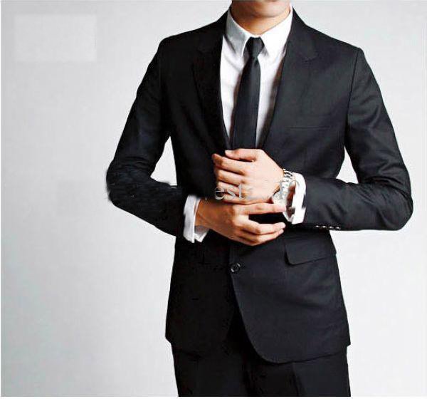 2013 - Men's business suit suits western style clothing Black two button style Free shipping sdfsd