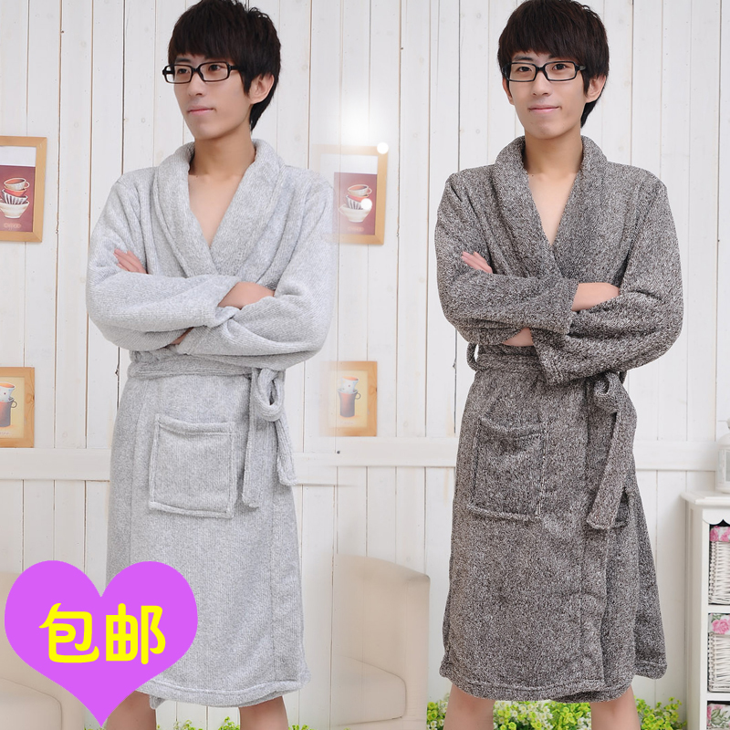2013 Men sleepwear robe coral fleece bathrobe casual solid color lounge bathrobe