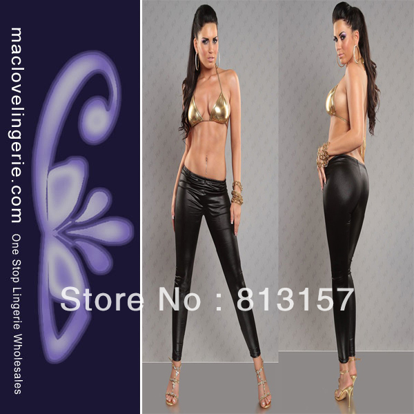 2013 ML7586 Free Shipping New Design Fashion Stretchy Whole Jeggings Black  Leather Leggings