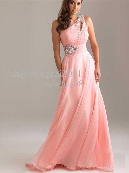 2013 New 2012 Prom Dresses One-shoulder Chiffon Sheath Formal gown Evening Dress