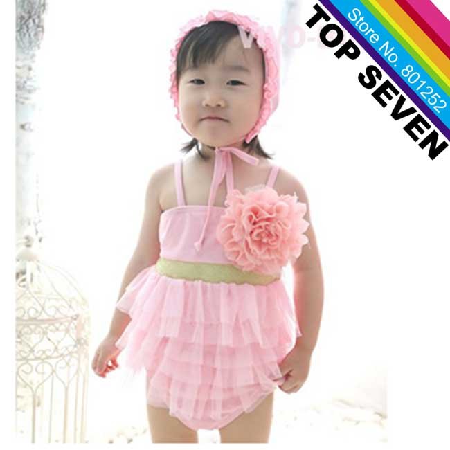 2013 New~5pcs/lot Toddler Girls' Pink Two-Piece Lace Swimwear w Hat Swimsuit Swimming Suit Bathing Suit Costume #S2-035, CF
