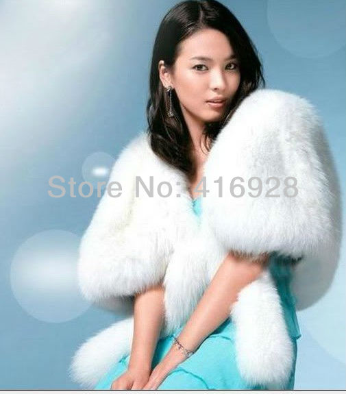 2013 New Arrival 100% high quality Stunning Faux Fur Bridal Wraps Wedding Shawl Free Shipping