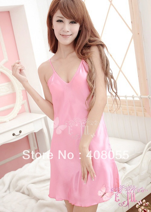 2013 new arrival 2pcs/set sexy lingerie faux silk sleepwear robe women's twinset nightgown lounge Pyjama bule pink Free shipping