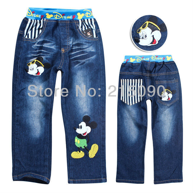 2013 new arrival 5pcs/lot Cartoons Boys jeans kids pants Mickey Mouse Children trousers Korean straight style Baby denim jeans