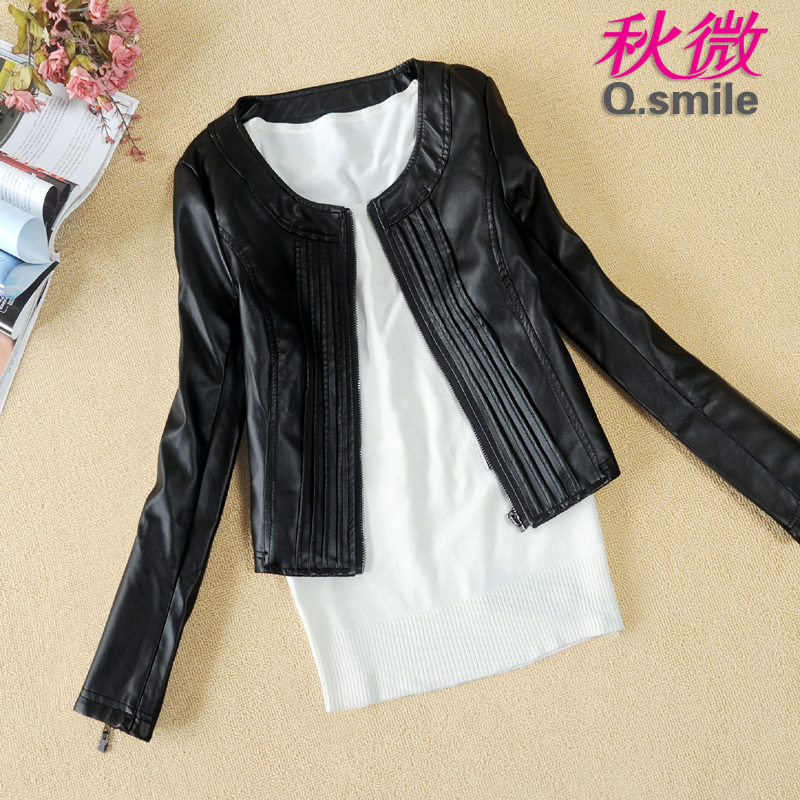 2013 new arrival autumn outerwear motorcycle short design slim leather jacket female PU clothing