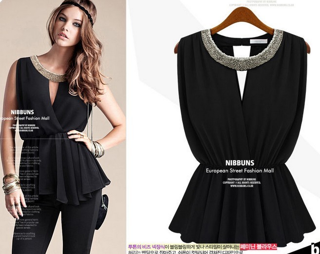 2013 new arrival blouses summer ol elegant women's shirt paillette bronzier V-neck chiffon shirt all-match shirts for women