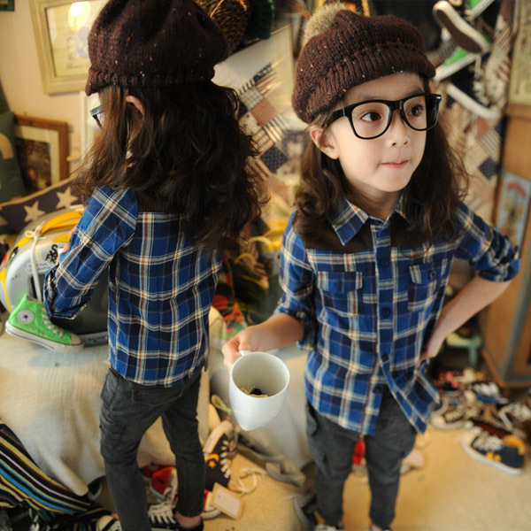 2013 New Arrival,Check Shirt for Kids,Patchwork ,Fashion .Academy Design ,Children Clothing .Free Shipping, TSC003