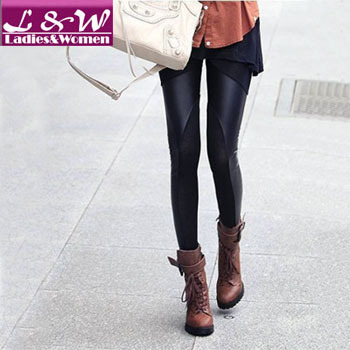 2013 New Arrival Cotton Leather Fashionable Style Women Leggings Soft Comfortable Lady Pants 19010