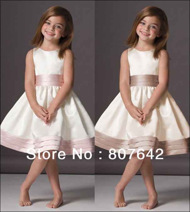 2013 new arrival Custom-size/color sashes design A-line Flower girl dresses girls party dresses Sky-1107