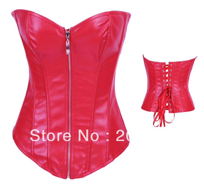 2013 New Arrival  dropshiping Women Bustier Sexy Lingerie leather red Corset  2803