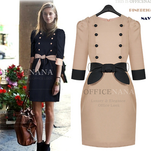 2013 New Arrival Fashion Autumn Dress Slim Double Breasted High-grade Dress