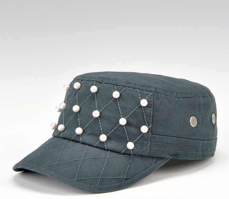2013 new arrival fashion cotton army caps  korea style military caps flat-top caps hats  with pearls ornament