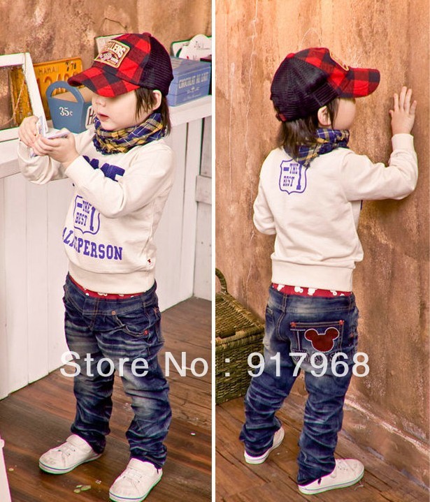2013 New Arrival Fashion Cute Mickey Mouse Long Pants for Autumn Jeans for Boys Girls Trousers Kids Children's Clothing