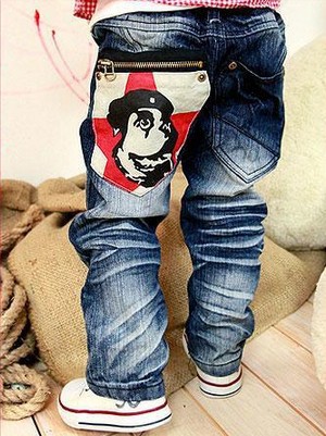 2013 new arrival fashion hot sell 5 star dog pattern teeth design elastic denim pants elastic waistline jeans free shipping
