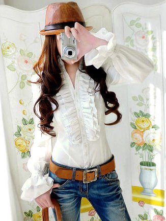 2013 new arrival fashion hot selling sweet flouncing trumpet sleeve OL shirt 4 color 5 size