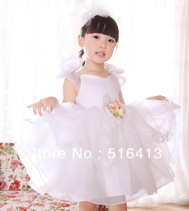 2013 New Arrival fashion kids dress Taffeta cupcake Flower Girl Dress Baby Girl Party wear 3-8T free shipping