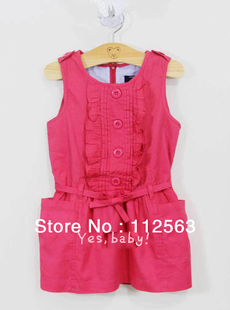 2013 New arrival girls  Solid Overalls Lovely suit201303