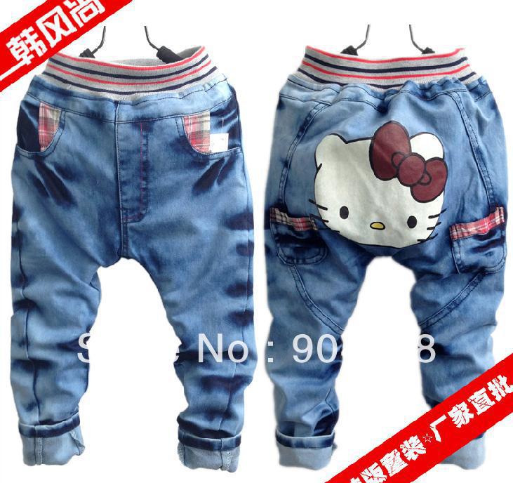 2013 New Arrival Hello Kitty Children Jeans Girls Jeans 5pcs/lot (1 lot=5 sizes) Free Shipping