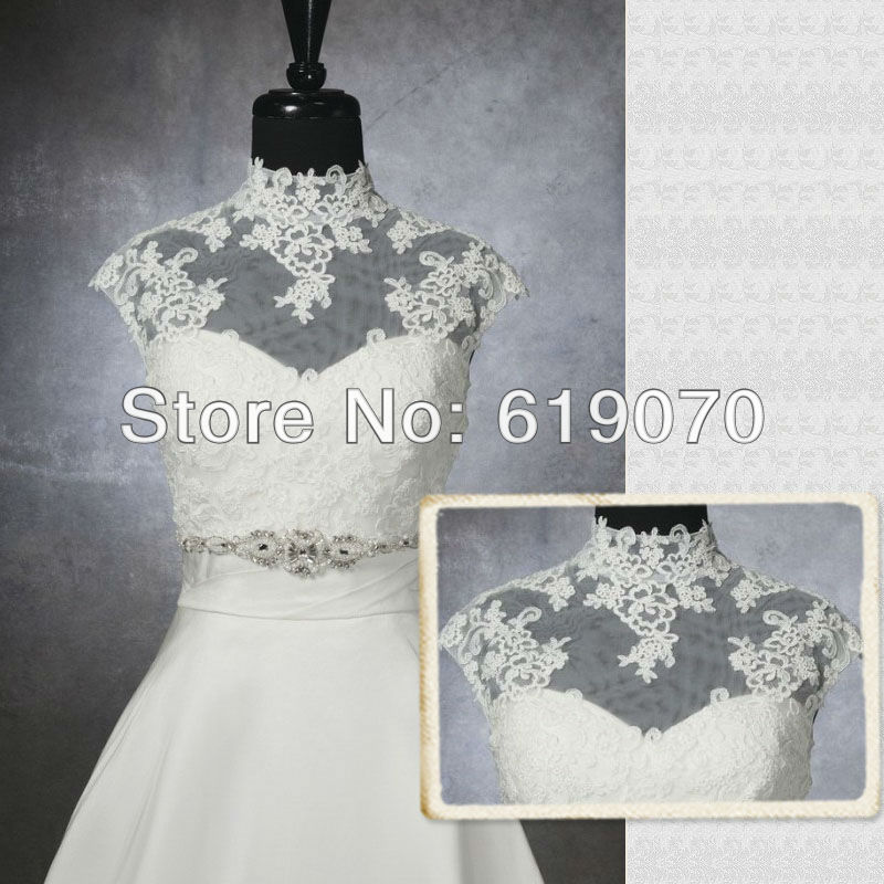 2013 New Arrival High Neck Lace Appliqued  Bridal Jackets Wraps Wedding Accessories Decoration