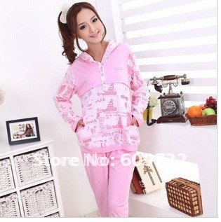 2013 New Arrival Hot Sale!  Fashion Pajamas Robe Underwear Ladies Sleepwear with Flower  Women Pajamas Leisure Wear KN1004-5