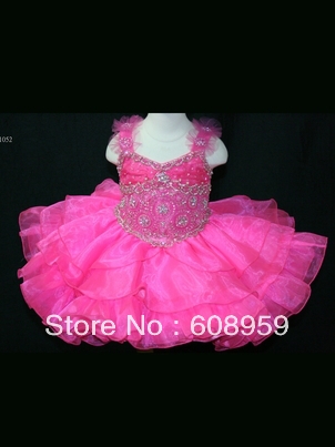 2013 New Arrival Lovely Charming Baby Ball Gown Beading Mini Organza Baby Junior Pageant Dress Flower Girl Dresses For Kids