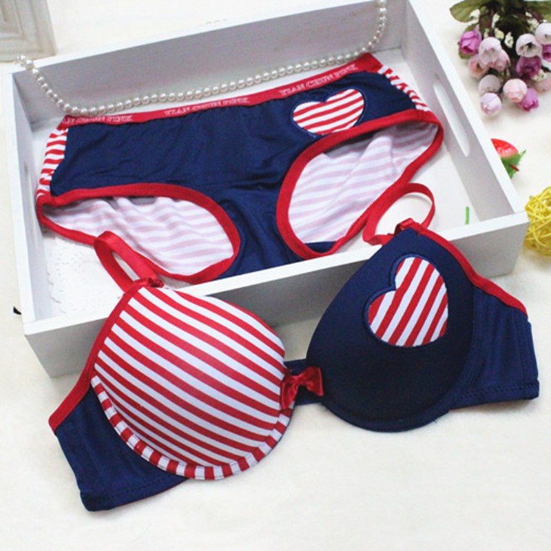 2013 New Arrival Navy Strip Ladies' bra sets,Sexy Push-up Women's brassiere for AB Cup