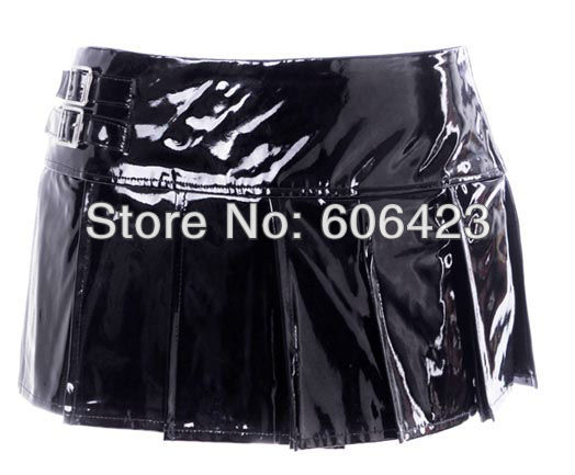 2013 New Arrival Sexy Black Leather PVC mini Skirt woman Lingerie Clubwear mini dress Wholesale Free Shipping 4989