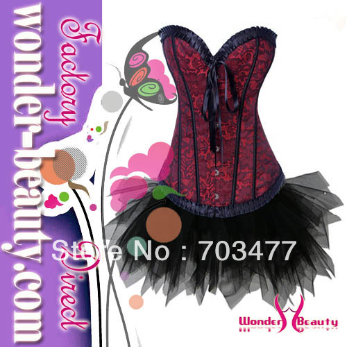 2013 New Arrival Sexy Red Strapless Corset With Black Dress
