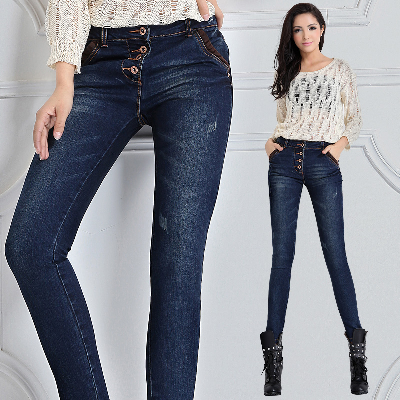 2013 new arrival skinny jeans for women long pants tight women-breasted jeans slim stretch pants mid wasit jeans free shipping