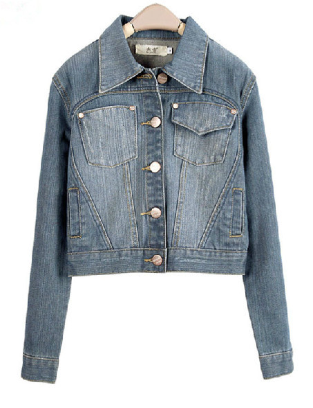 2013 New Arrival Slim Short Design Long Sleeve Streetwear Fashion  Jean Jacket Women Plus Size All-Match