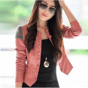 2013 New arrival spring fashion o-neck jackets slim clothing women's short design PU leather jacket free shipping N476