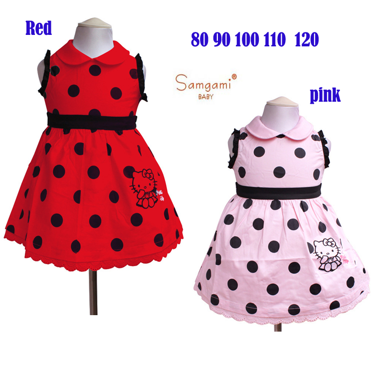 2013 new arrival summer clothes for girls hellokitty dress polka dot one-piece dress princess dress free shipping