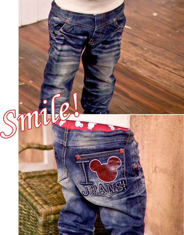 2013 new arrival wholesale 5piece/lot fashion Mickey Mouse hand elastic denim pants elastic waistline jeans free shipping