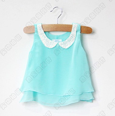 2013 New arrival wholesale 6pcs/lot fashion chiffon summer baby girl blouse casual shirt pretty cute dress falbala cake tops