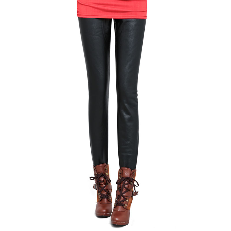 2013 new arrival winter women's ankle length legging faux leather plus velvet casual slim vq435-1