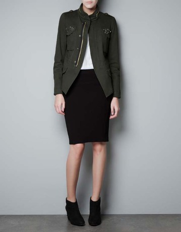 2013 New Arrival Women's Fashion Rhinestone decorative stand collar military jacket With pocket/Lady's outerwear/Coat,Free Ship