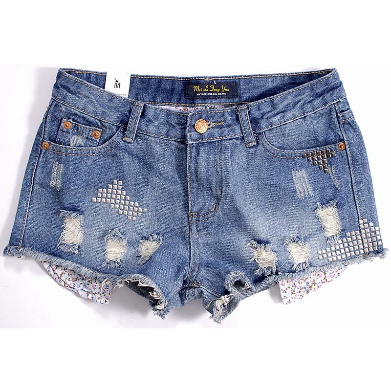 2013 new arrival women's hot sale new fashion Locating rivet devise short jeans free shipping 1028