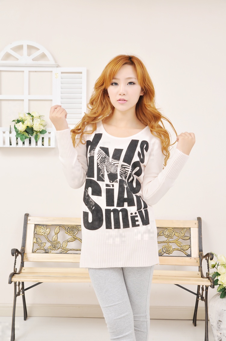 2013 new arrival women's loose pullover o-neck letter sweater scarf (WC005)