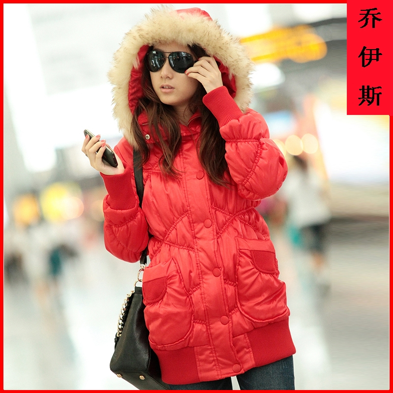 2013 new arrival women's medium-long cotton-padded jacket slim thickening with a hood wadded jacket outerwear 10105