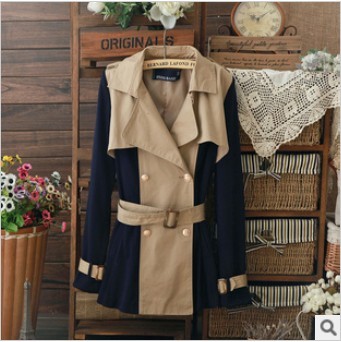 2013 New Arrival Women's Trench Women's Trench Women's Patchwork Trench Free Shipping ~