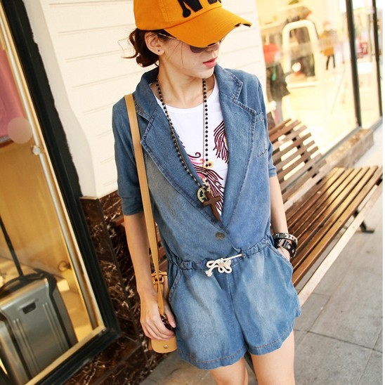 2013 New Arrival Women Sexy Short Jeans,Fashion Jumpsuits Tailored Collar Pants,Overalls Denim Shorts Summer Cool Wear Rompers