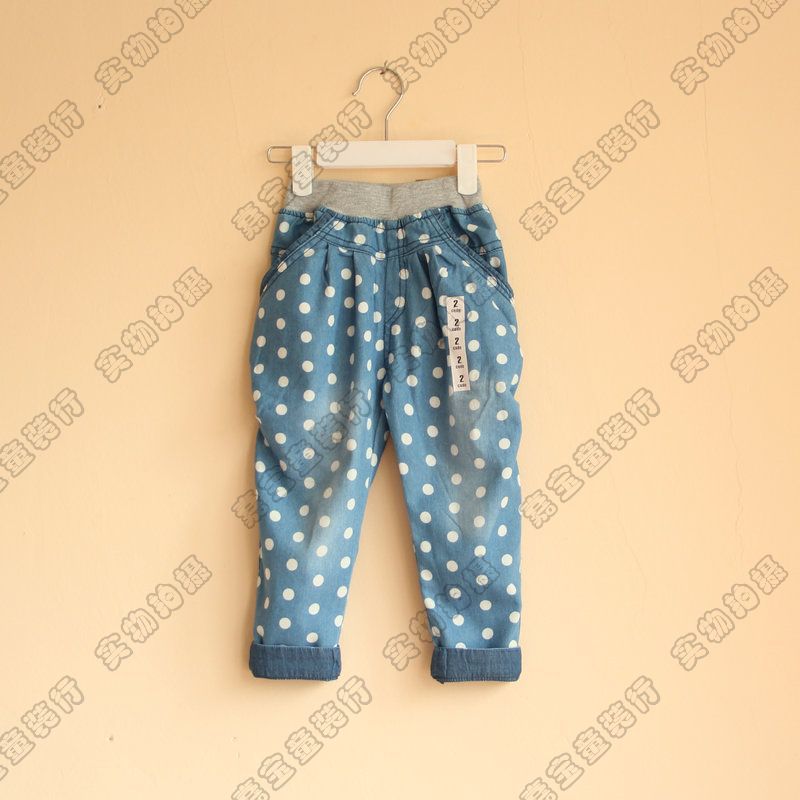 2013 New arrival  Zar*   girls Dot jeans children jeans fashionable High quality So soft nice 6pcs/lot