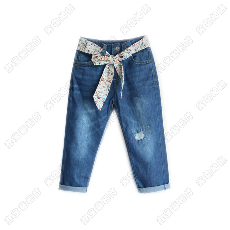 2013 New arrival Zar*  girls washing jeans girls shivering belt  jeans fashionable High quality  nice 6pcs/lot