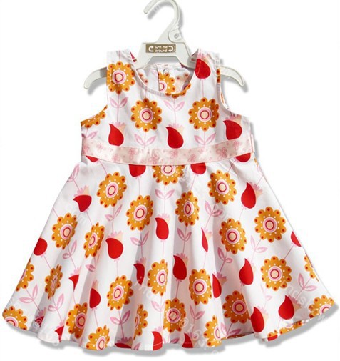 2013 New Arrive Kids Dress Girls Sunflower Sleeveless Ruffle Dress Children Circle Dress Free Shipping